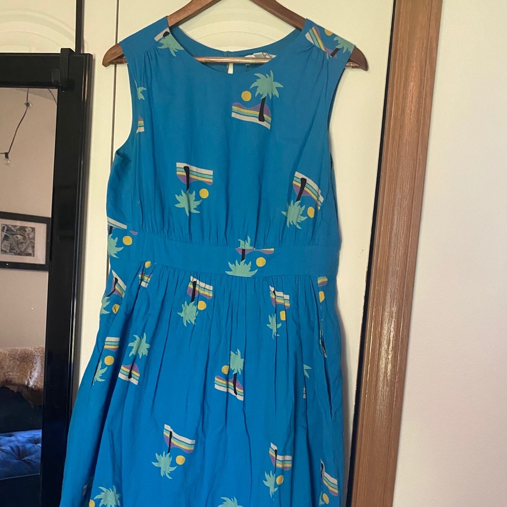 Blue Emily and Fin tropical dress, sail boats